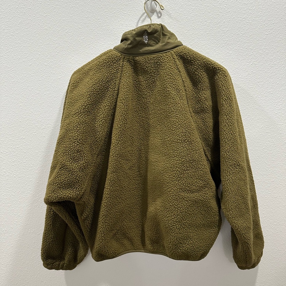 Free People Movement Hit The Slopes fleece Olive Army Green Women's snap Jacket - Picture 10 of 11